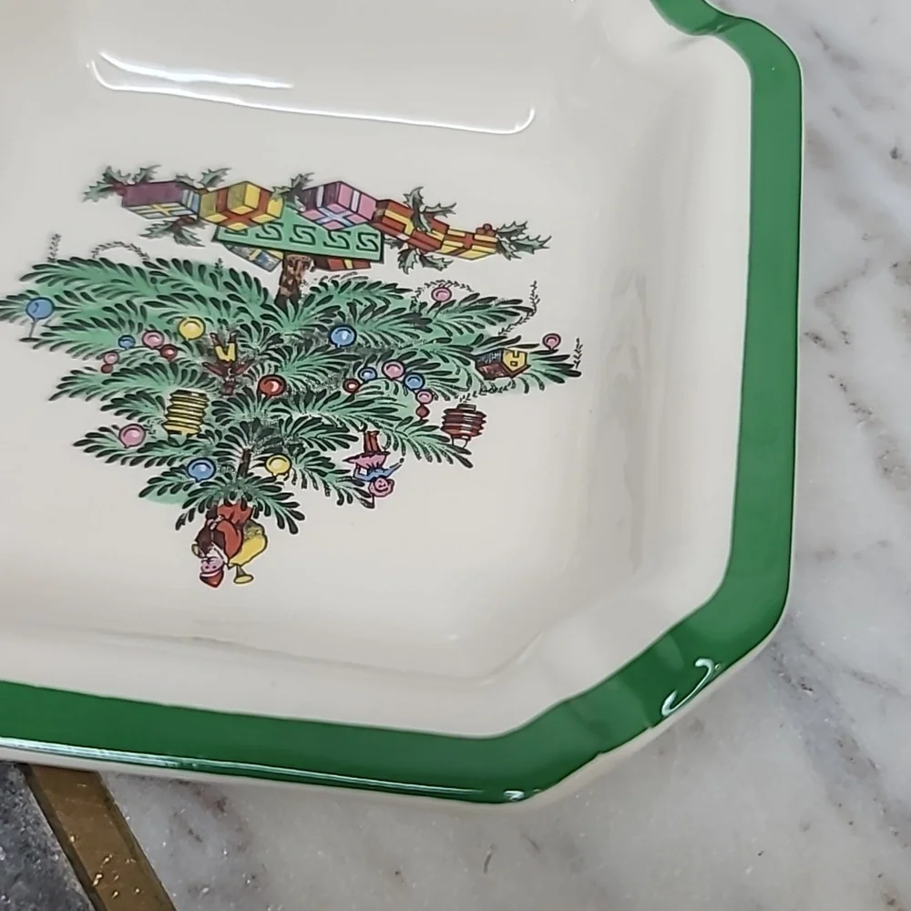 Spode Christmas Tree Classic Vintage Collectible Ceramic Square Ash Tray